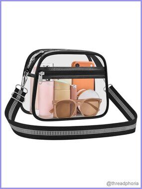 Clear Stadium Approved Crossbody Bag for Concerts, Adjustable Strap